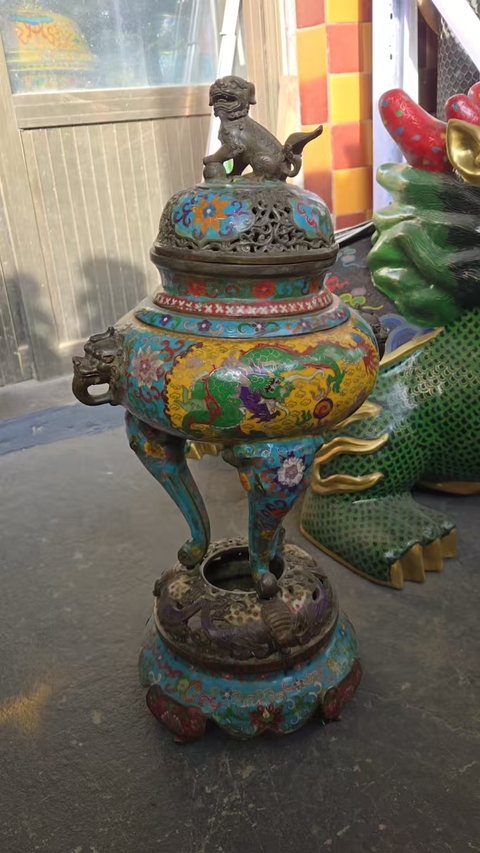 古玩陶瓷銅胎掐絲琺瑯香爐真品鑒賞圖