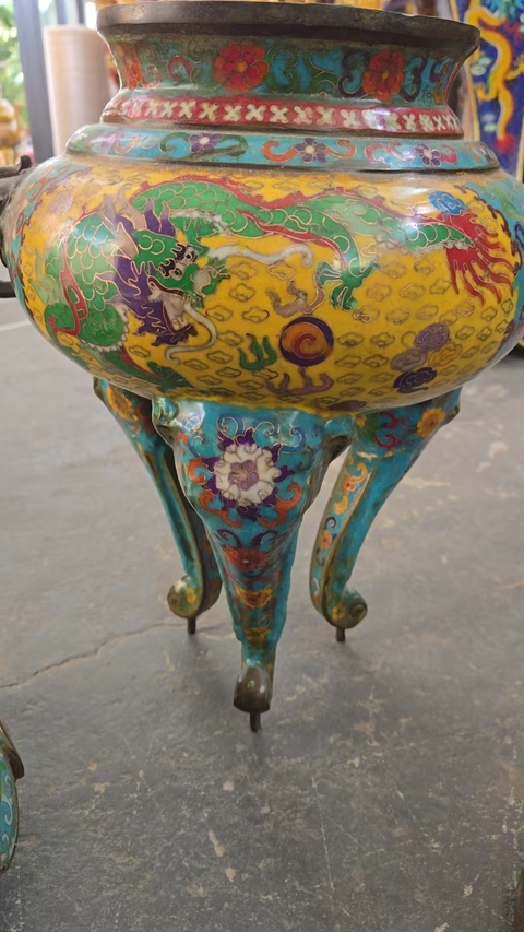 古玩陶瓷銅胎掐絲琺瑯香爐真品鑒賞圖