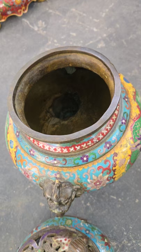 古玩陶瓷銅胎掐絲琺瑯香爐真品鑒賞圖