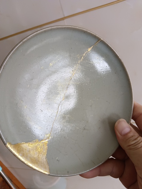 古玩陶瓷罕見宋五大名窯之一鈞窯天青釉賞盤拍賣，當前價格3800元