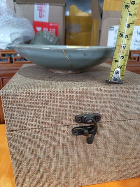 古玩陶瓷罕見宋五大名窯之一鈞窯天青釉賞盤拍賣，當前價格3800元