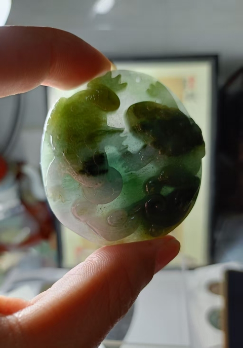 古玩玉器翡翠雕“金蟾掛牌”拍賣，當前價格500元