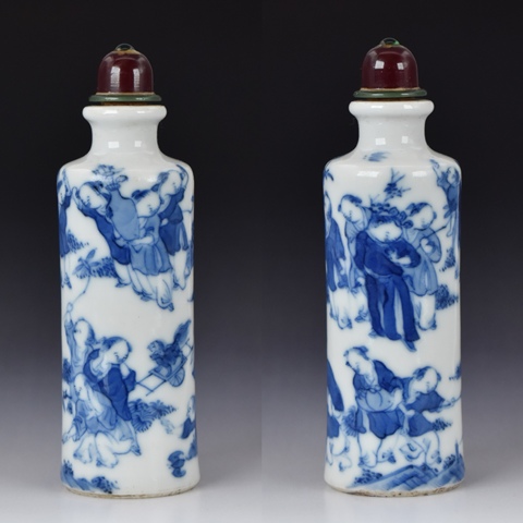 古玩陶瓷青花嬰戲圖鼻煙壺真品鑒賞圖