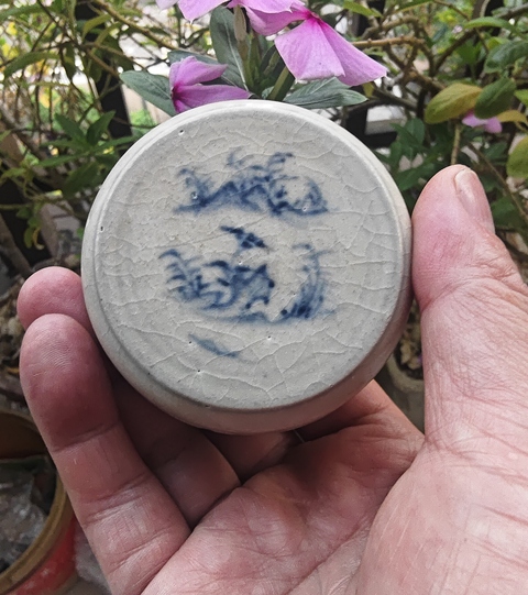 古玩陶瓷晚明青花印泥盒真品鑒賞圖