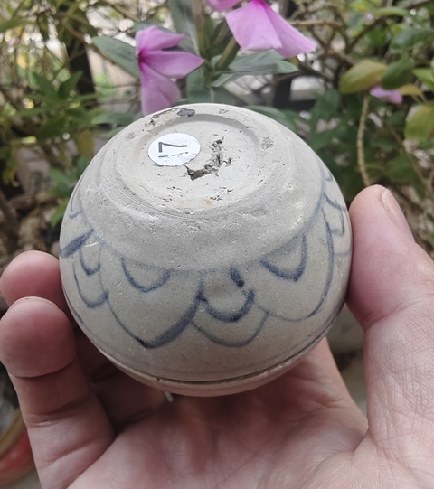 古玩陶瓷晚明青花印泥盒真品鑒賞圖