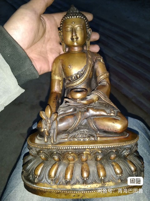 古玩銅器銅藥師佛真品鑒賞圖