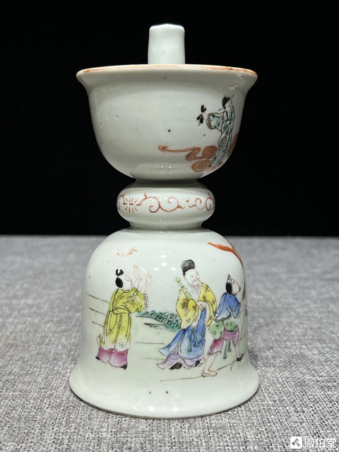 古玩陶瓷粉彩八仙人物燭臺真品鑒賞圖
