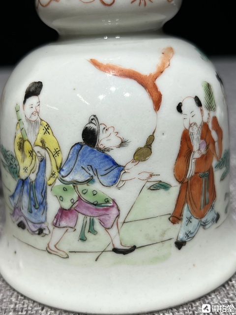 古玩陶瓷粉彩八仙人物燭臺真品鑒賞圖
