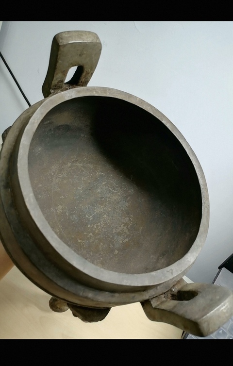 古玩銅器弦紋青銅蓋鼎真品鑒賞圖