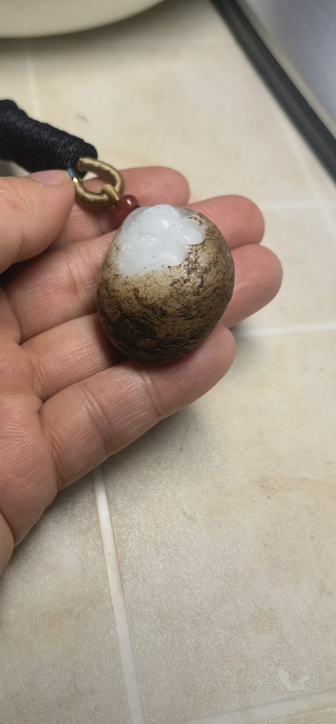 古玩玉器和田玉雕“彌勒佛”掛件真品鑒賞圖