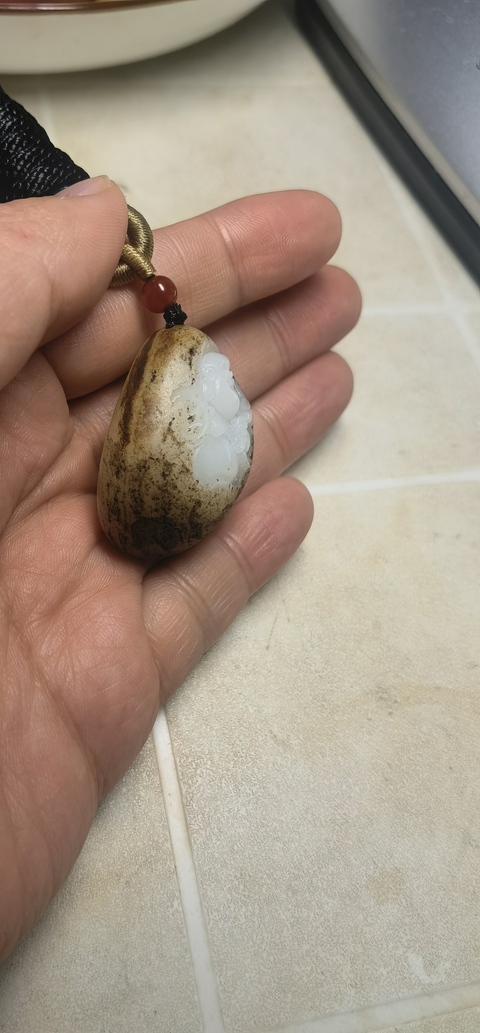 古玩玉器和田玉雕“彌勒佛”掛件真品鑒賞圖