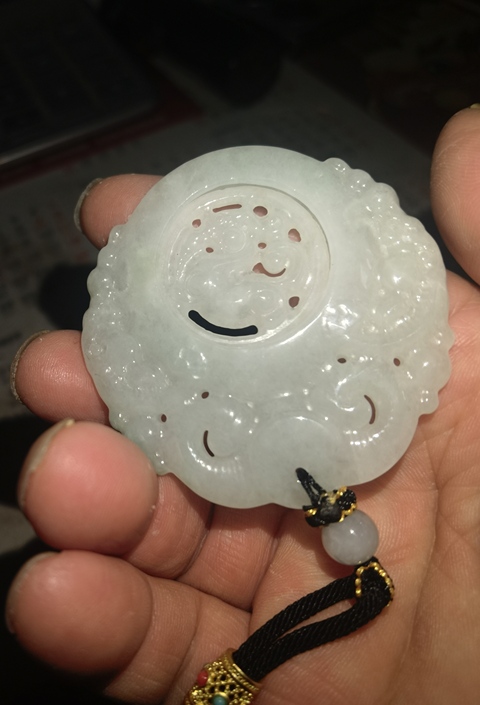 古玩玉器天然翡翠雕“轉芯佩”真品鑒賞圖