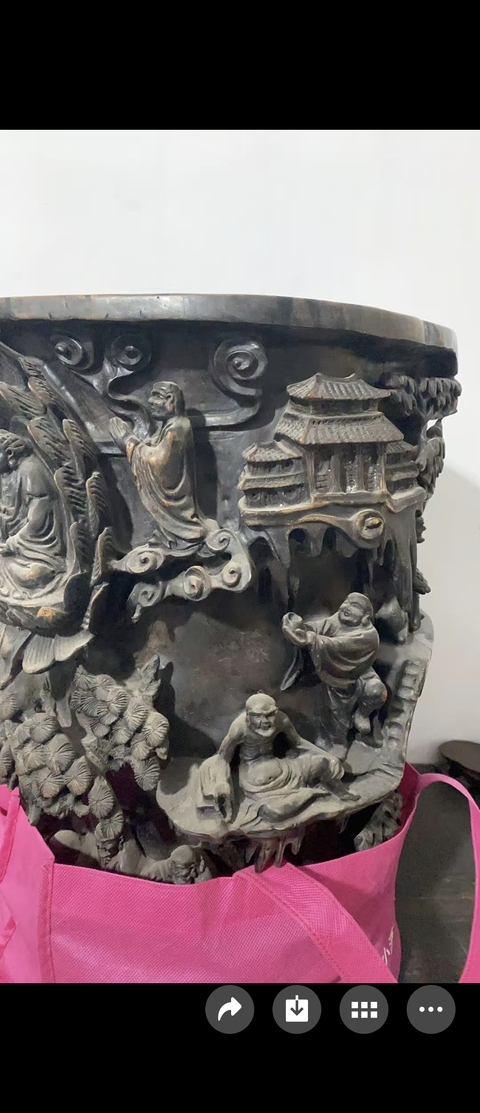 古玩雜項木質(zhì)高浮雕十八羅漢圖真品鑒賞圖