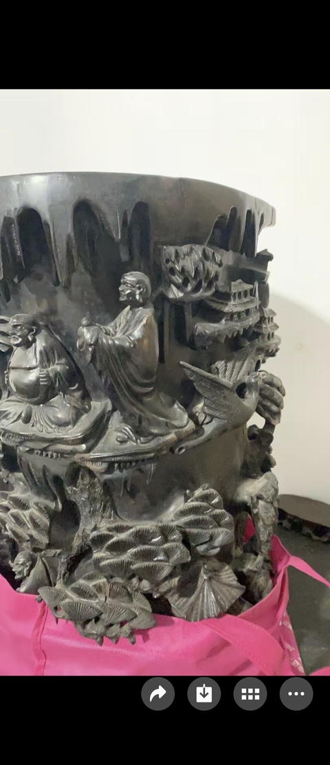 古玩雜項木質(zhì)高浮雕十八羅漢圖真品鑒賞圖