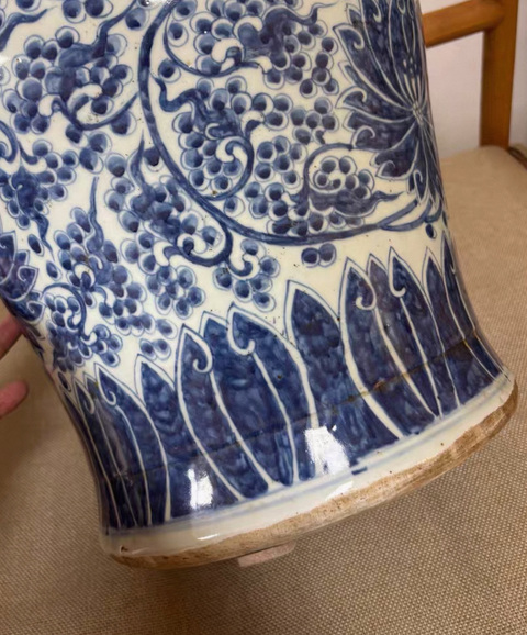 古玩陶瓷清康熙 青花纏枝蓮將軍罐真品鑒賞圖