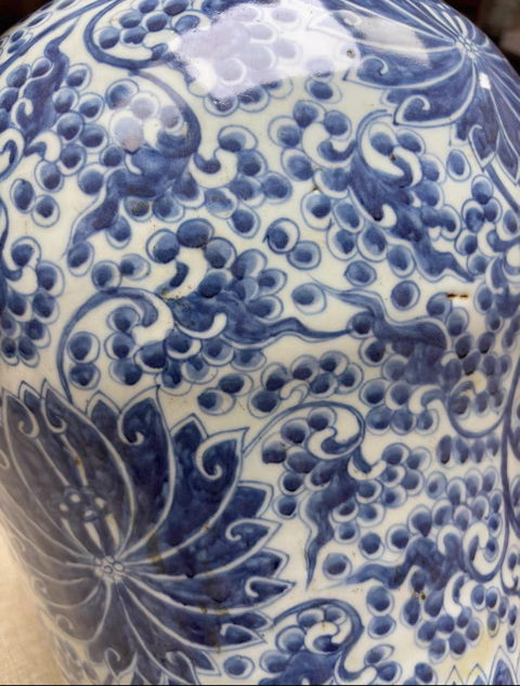 古玩陶瓷清康熙 青花纏枝蓮將軍罐真品鑒賞圖