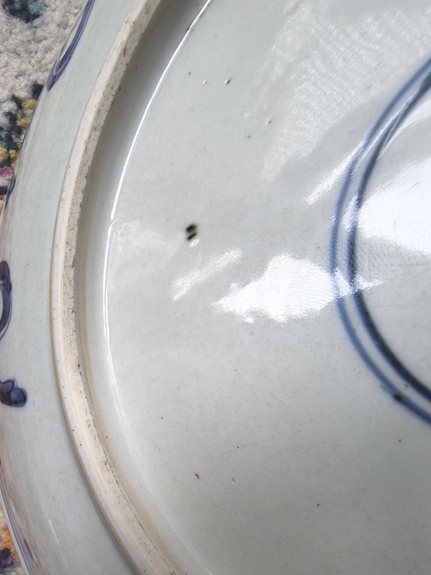 古玩陶瓷清康熙 青花鳳穿牡丹紋大盤真品鑒賞圖