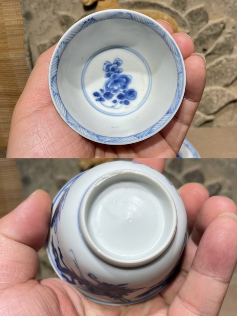 古玩陶瓷青花鳳紋杯碟真品鑒賞圖