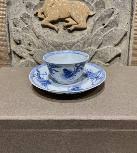 古玩陶瓷青花鳳紋杯碟真品鑒賞圖