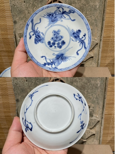 古玩陶瓷青花鳳紋杯碟真品鑒賞圖