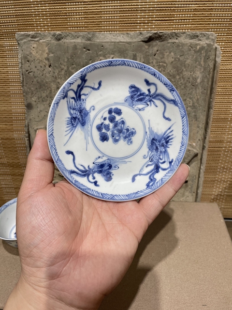古玩陶瓷青花鳳紋杯碟真品鑒賞圖