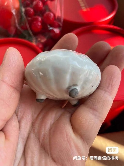 古玩陶瓷白釉三足水盂真品鑒賞圖