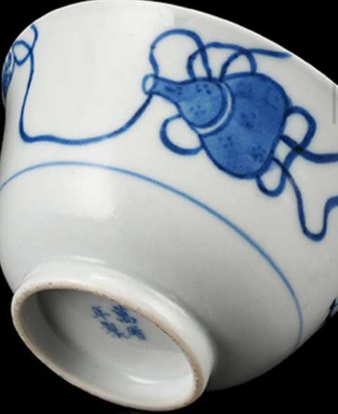 古玩陶瓷青花螭龍紋蓋碗真品鑒賞圖