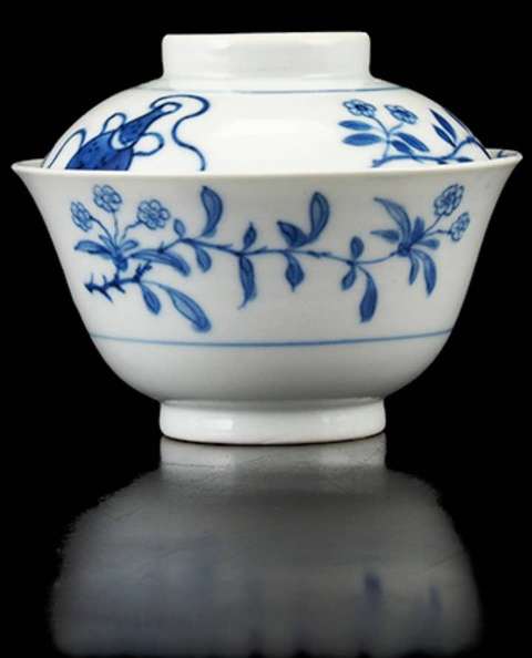 古玩陶瓷青花螭龍紋蓋碗真品鑒賞圖