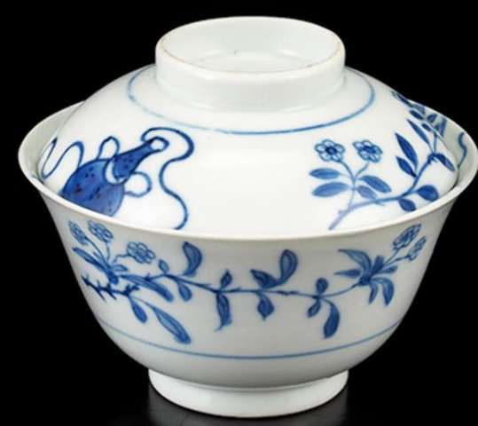 古玩陶瓷青花螭龍紋蓋碗真品鑒賞圖