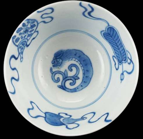 古玩陶瓷青花螭龍紋蓋碗真品鑒賞圖