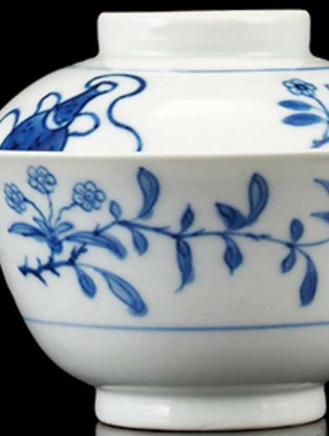 古玩陶瓷青花螭龍紋蓋碗真品鑒賞圖