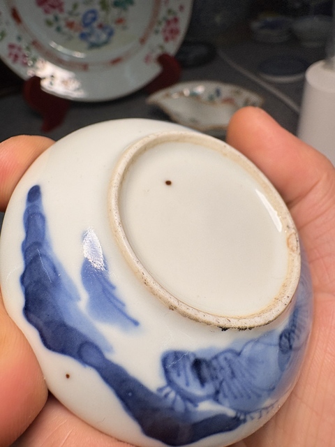 古玩陶瓷晚清青花印泥盒真品鑒賞圖