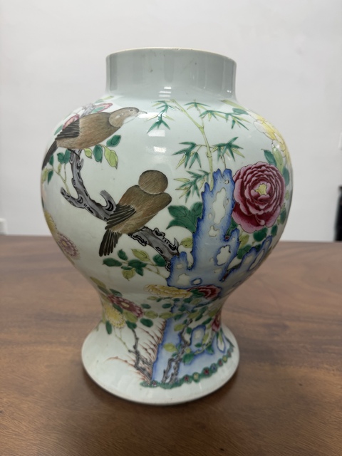 古玩陶瓷花鳥紋粉彩將軍罐真品鑒賞圖