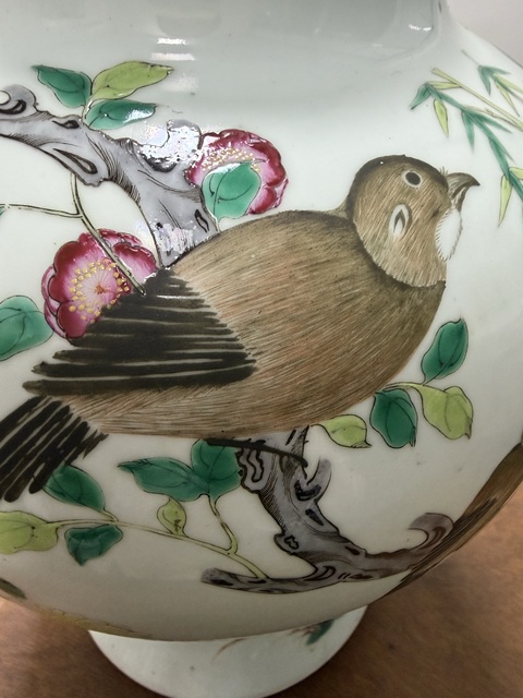 古玩陶瓷花鳥紋粉彩將軍罐真品鑒賞圖