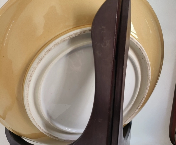 古玩陶瓷黃釉雙圈足盤真品鑒賞圖