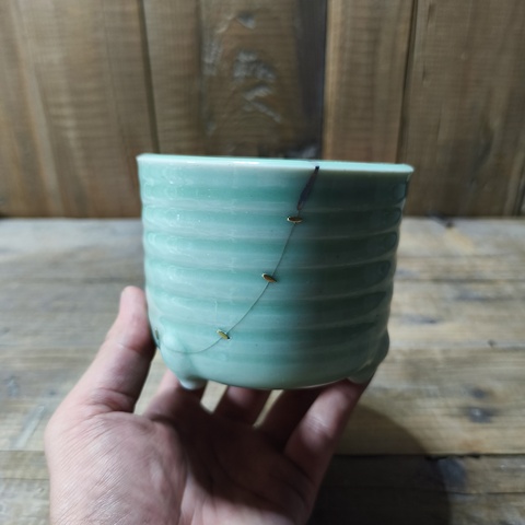 古玩陶瓷民國青釉玄紋爐真品鑒賞圖