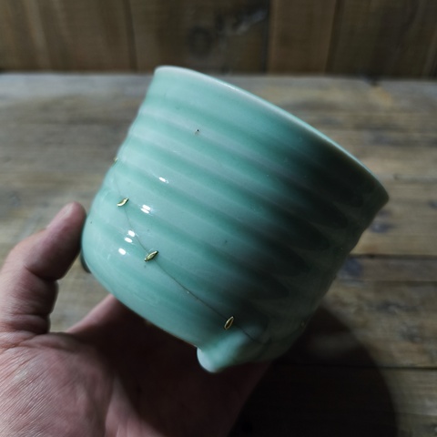 古玩陶瓷民國青釉玄紋爐真品鑒賞圖