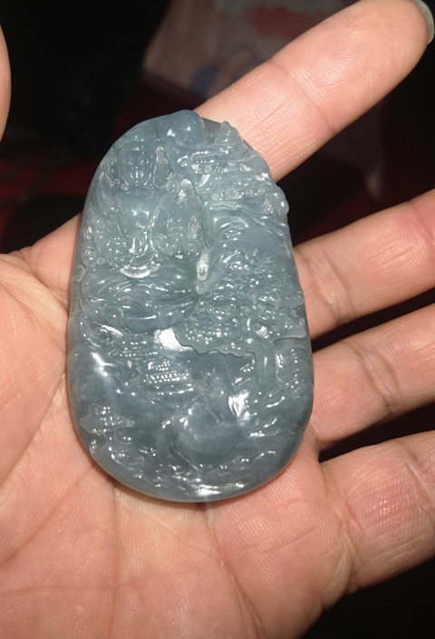 古玩玉器天然翡翠雕“山水牌”真品鑒賞圖