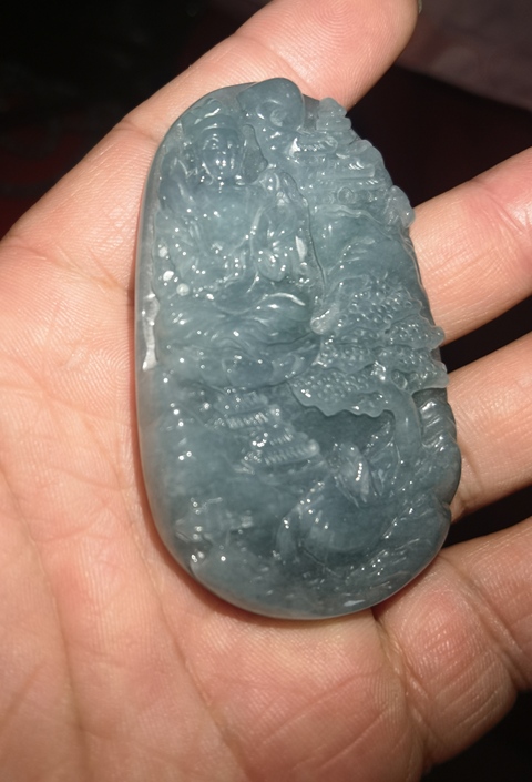 古玩玉器天然翡翠雕“山水牌”真品鑒賞圖