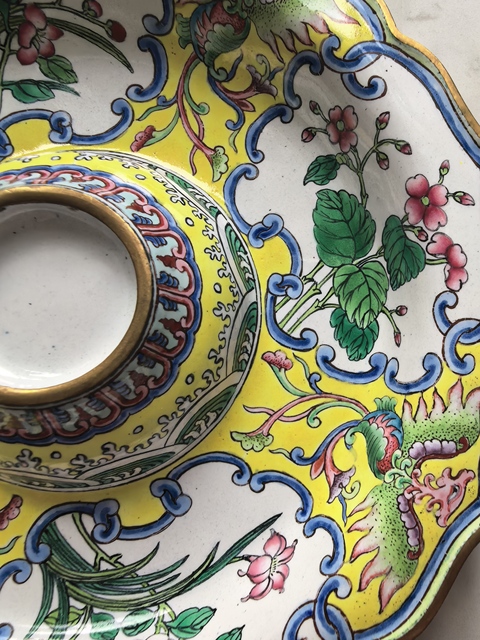 古玩陶瓷銅胎畫琺瑯彩花卉紋盞托真品鑒賞圖