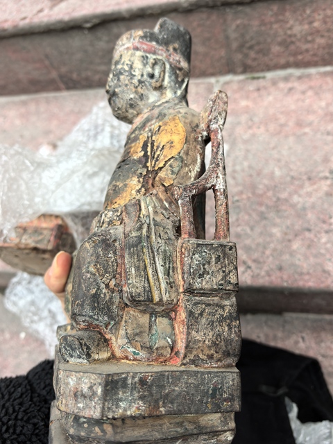 古玩雜項文官木雕造像真品鑒賞圖