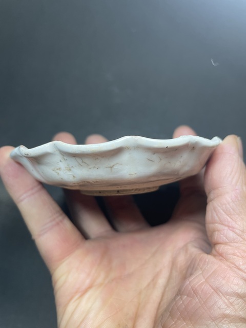 古玩陶瓷白釉花口碟真品鑒賞圖