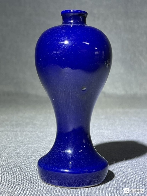 古玩陶瓷晚清祭藍釉梅瓶拍賣，當前價格1980元