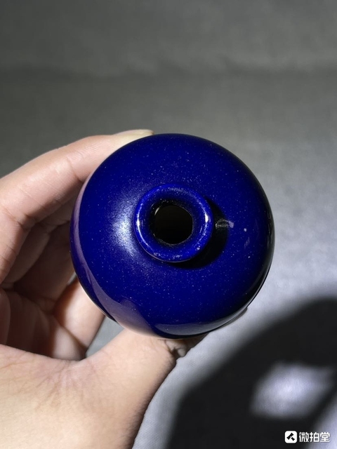 古玩陶瓷晚清祭藍釉梅瓶拍賣，當前價格1980元