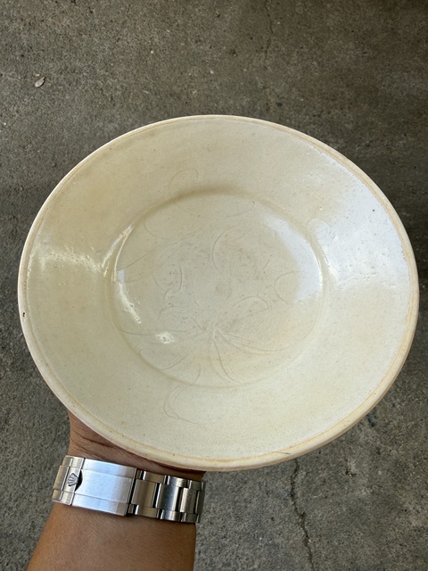 古玩陶瓷南定刻花折腰盤真品鑒賞圖