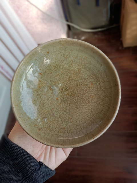 古玩陶瓷【每周放漏一件】龍泉青瓷高足供盤拍賣，當前價格666元