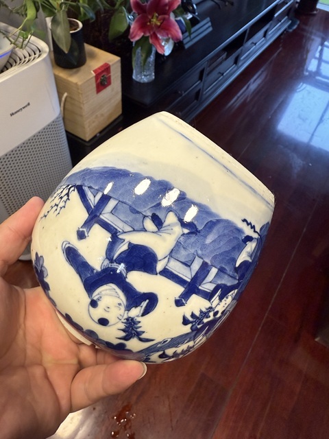 古玩陶瓷青花教子圖罐真品鑒賞圖
