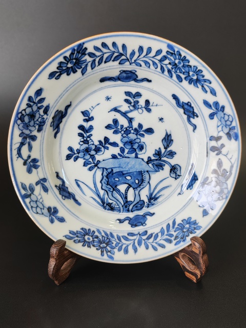 古玩陶瓷康熙青花盤·全美品拍賣，當前價格1650元