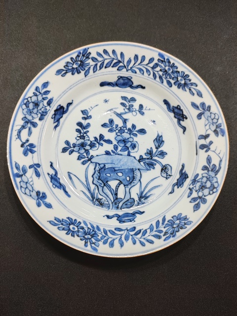 古玩陶瓷康熙青花盤·全美品拍賣，當前價格1650元