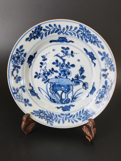 古玩陶瓷康熙青花盤·全美品拍賣，當前價格1650元